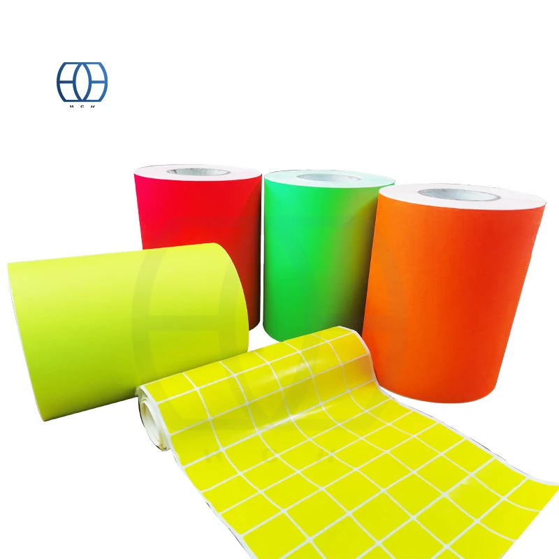supply high quality jumbo roll colorful fluorescent paper self adhesive paper
