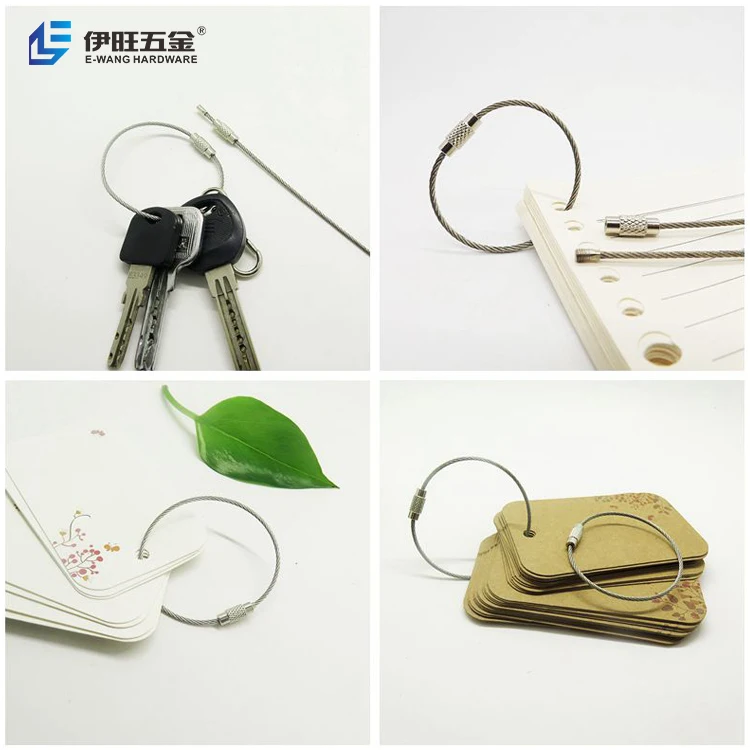 YIWANG Cable Wire Key Chain Ring Stainless Steel Screw Locking