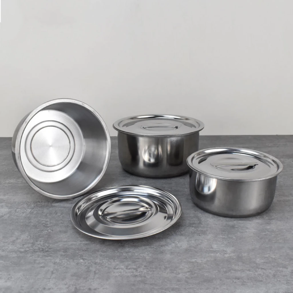 3pcs Kitchen Ware Soup Steamer Pot Set With Lid Stainless Steel Cooking Pot Cookware Sets