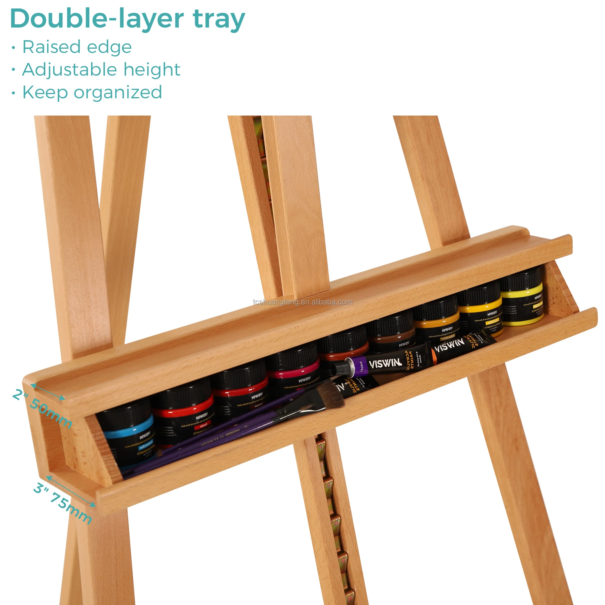 Мольберт для художников большого размера Регулируемый из массива Букового дерева мольберт для художников студийный мольберт для взрослых с держателем для кистей вмещает холст до 48 дюймов