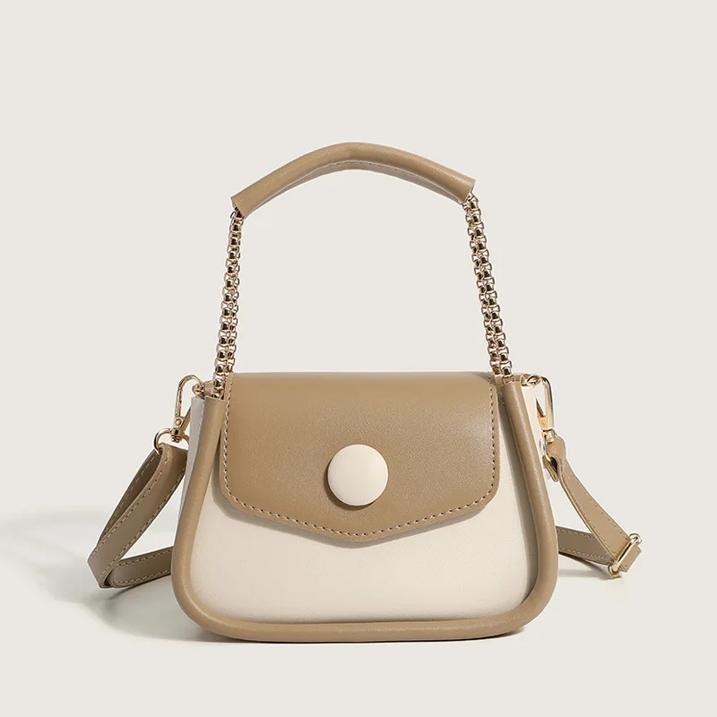 Korean Solid Color Chain Sling Bag Simple Vegan  Women Mini Shoulder Handbags Stylish Bag For Girls