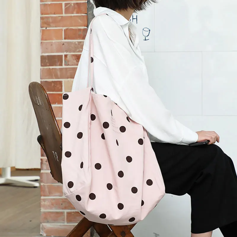 Wholesale ladies Large capacity custom shopping bags logo printed single gift designer custom canvas korean ladies tote bag