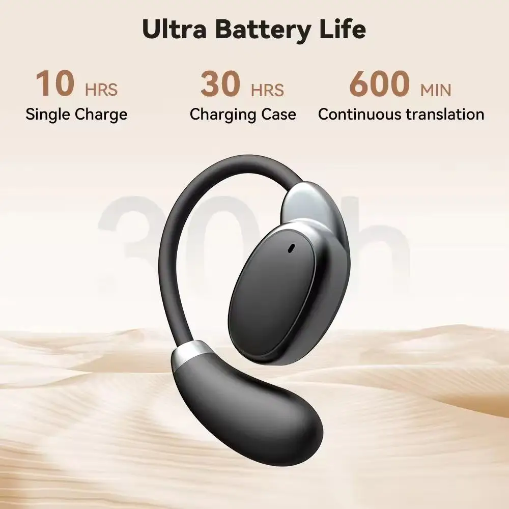 Wireless Translation Earbuds BT 5.3 Ear Hook Real Time Translator Earbuds Translator Headset for Business Travel and Learning