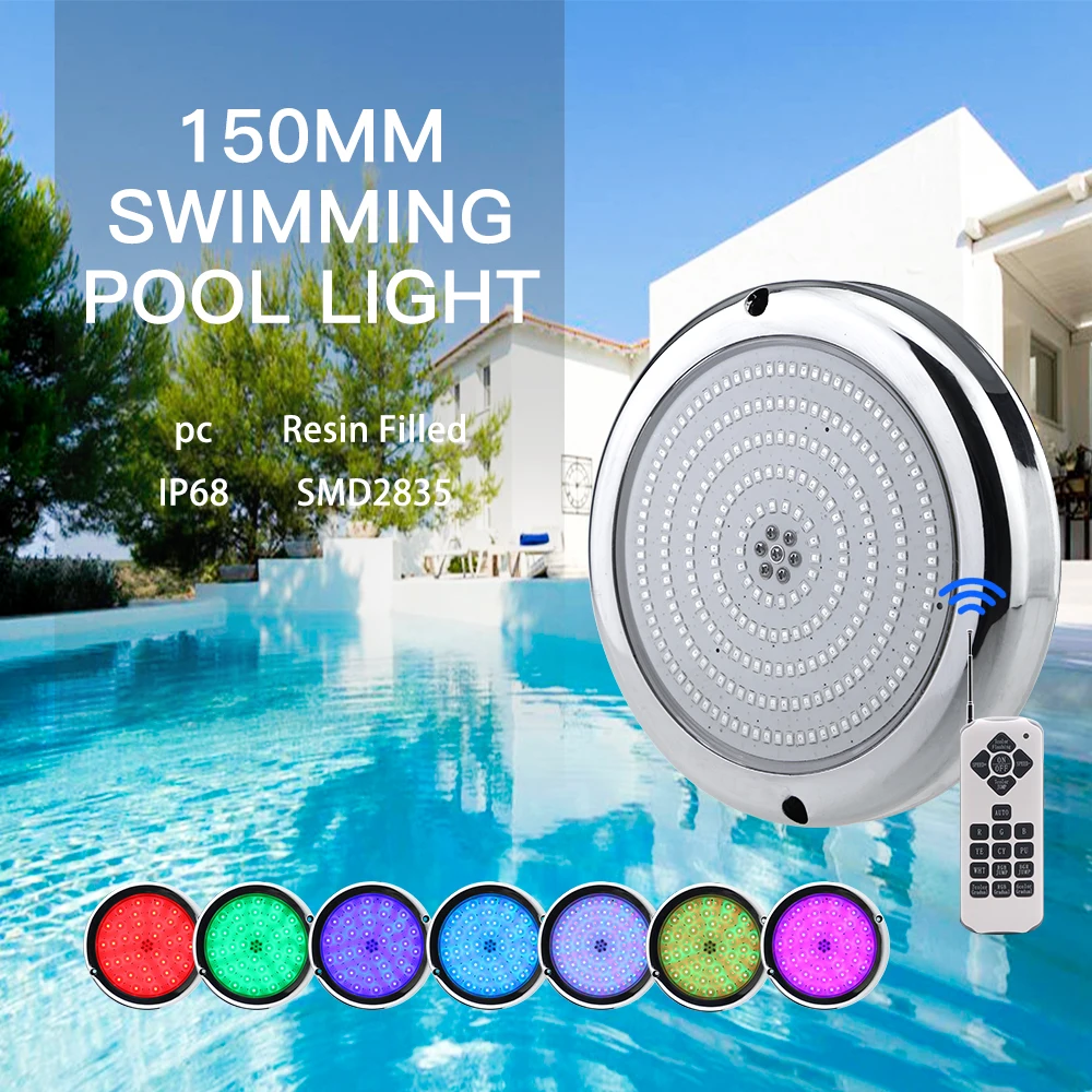 10W 12W 18W Led Pool Lamp Plastic Resin Filled Remote External Control Pool LED Lights
