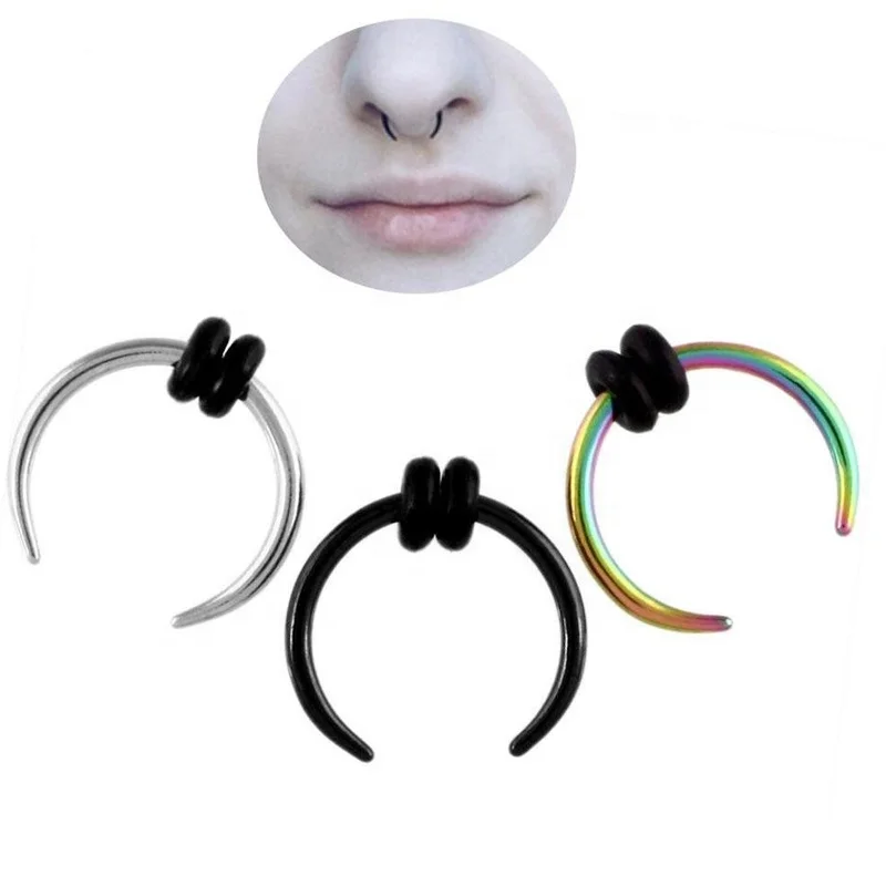 16G Pinchers Surgical Steel Ear Weights Plugs Stretchers Gauged Septum Hoops Horseshoe Buffalo Bull Tapers Nose Piercing