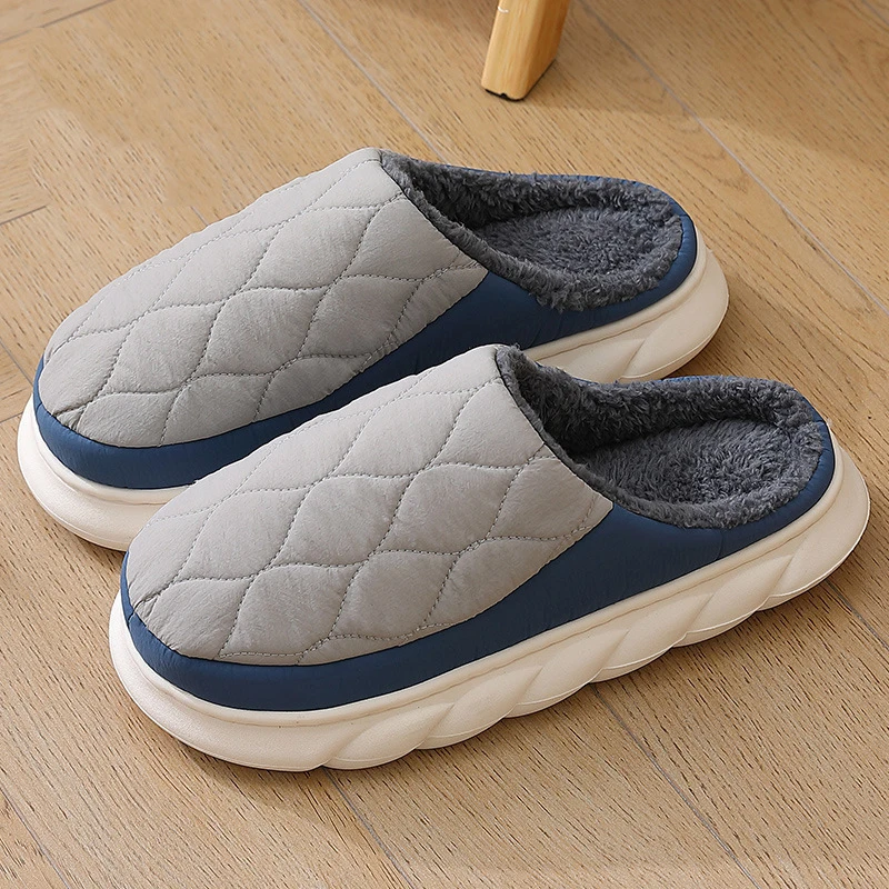 Factory wholesale unisex winter warm slippers men closed toe fashion brown winter warm slippers