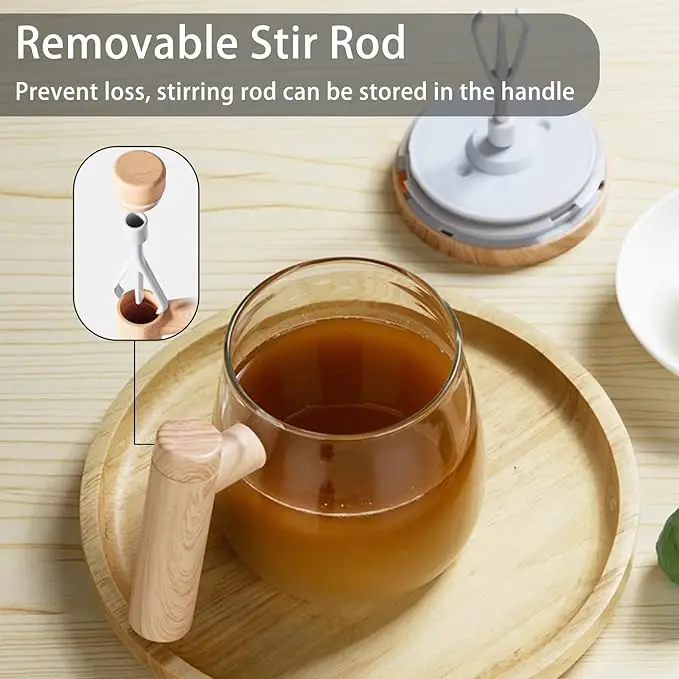 Self Stirring Mug Electric Glass Mixing Cup with Handle & Lid Self Stirring Coffee Mug High Speed Automatic Stirring Cup