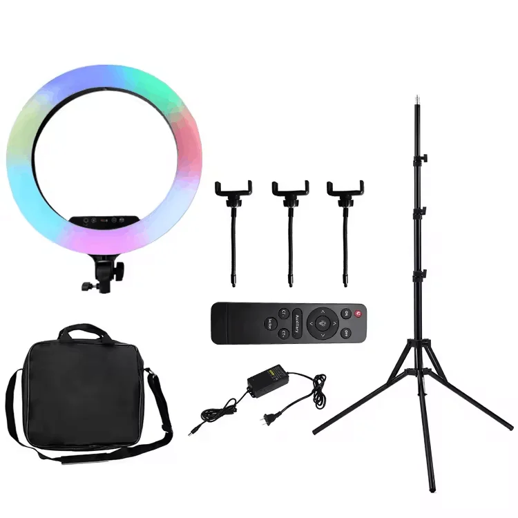 Wholesale 18 inch Tall Tripod Stand rgb Selfie Ring Light Profissional for Phone Camera