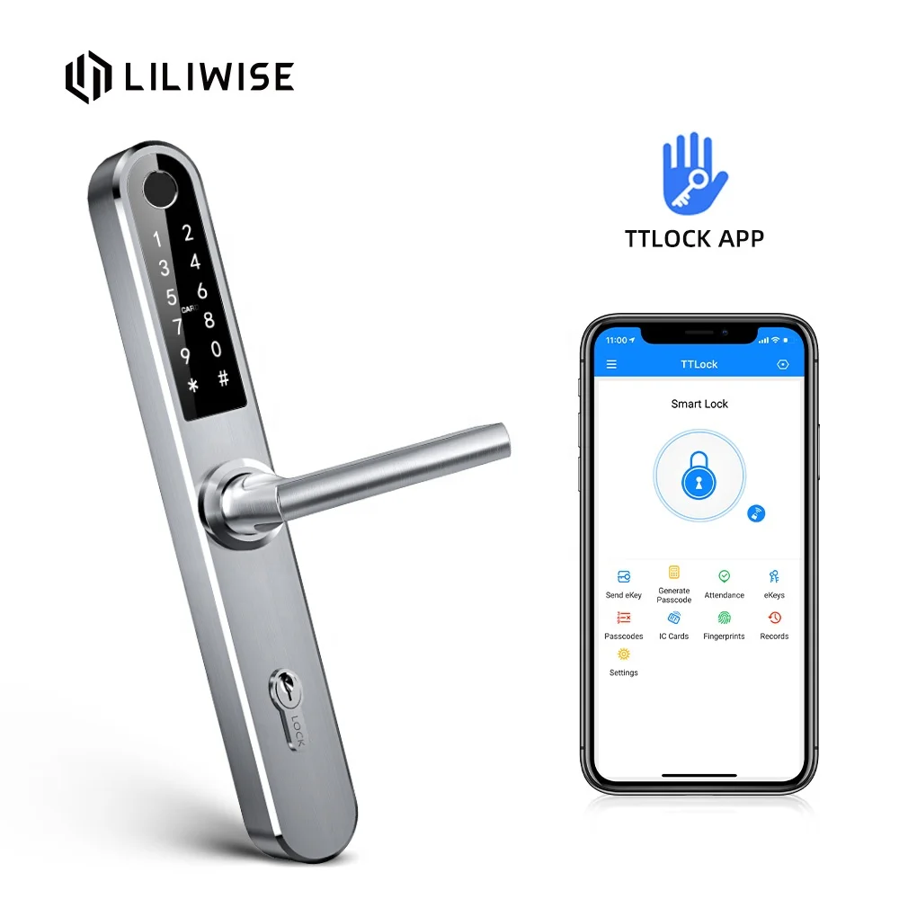 Smart Fingerprint Slide Digital Electric Cord Door Locks With Lock Cylinder