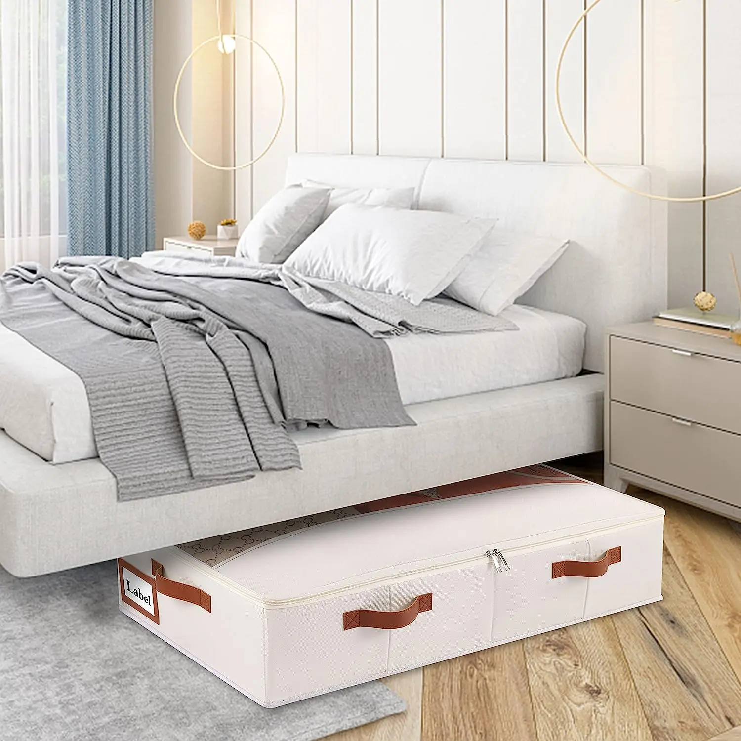 4-Pack Under-Bed Foldable Clothing Organizer Containers with Transparent Windows and 4 Reinforced Handles Bag Storage Solution