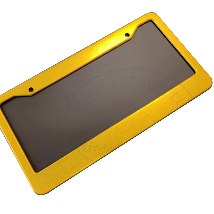 Custom yellow color unique number plate holder aluminium metal covers car license plate frames