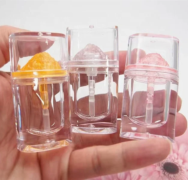 New arrival unique clear brush crystal volcano shape liquid lipstick packaging lip gloss container tubes with applicator 3.5ml