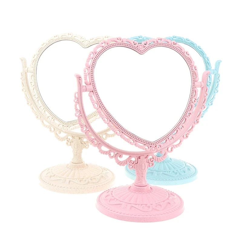 Makeup Mirror Heart Shaped Acrylic Single Makeup Mirror Home Bedroom Desktop  Transparent Base Cosmetic Mirror