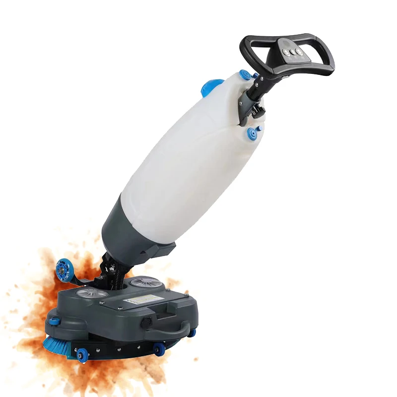 Dual-Brush Floor Scrubber Wet Industrial Floor Sweeper Battery Cordless Self-Cleaning Mop