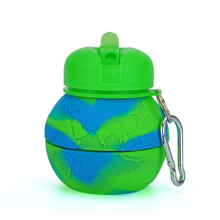 Lightweight BPA Free Silicone Foldable Water Bottles with Carabiner