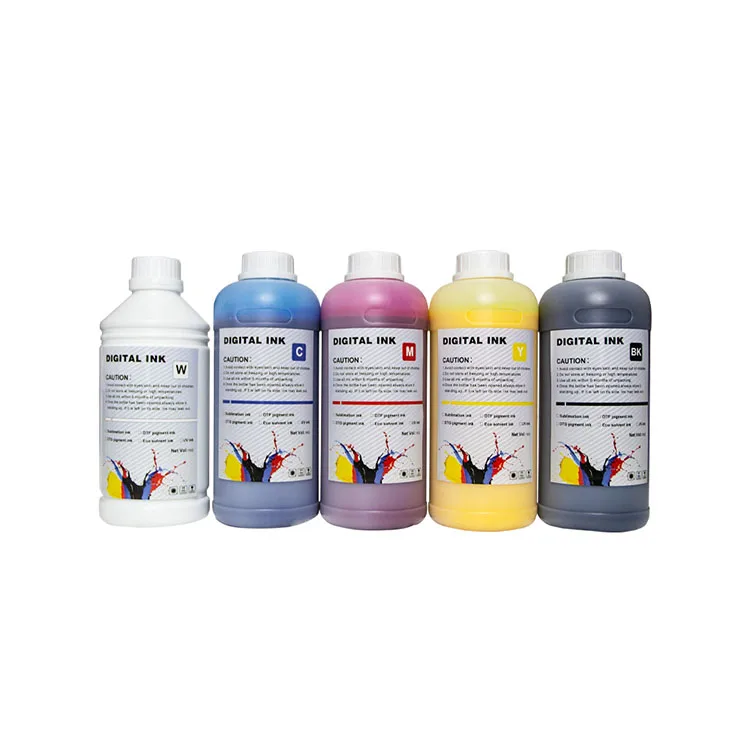 T Shirt Printing Machine 1000ml Cmykw Low Price Heat Transfer Textile Printing Pigment Ink I3200 Xp600 1390 4720 Dx5 L1800