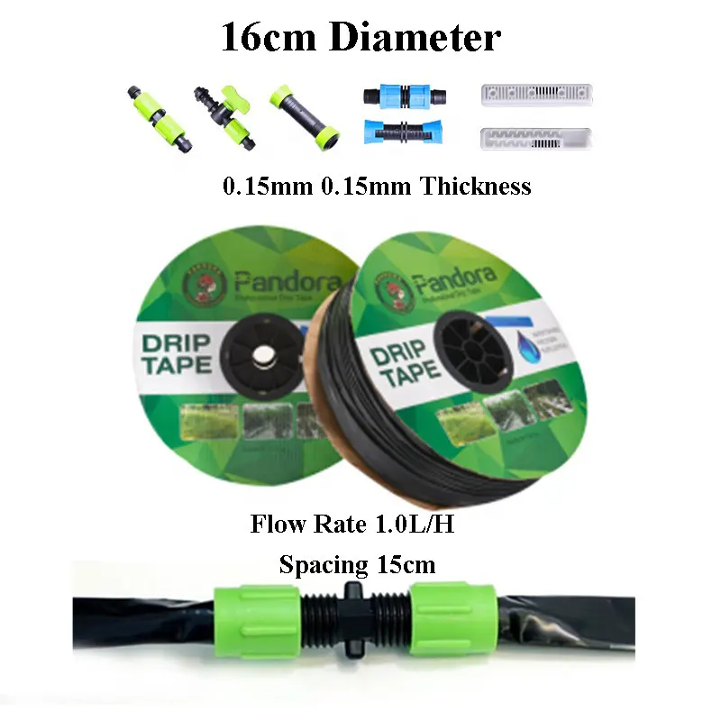Custom PE 16cm Diameter 15cm spacing farm Water-saving Built-in Emitter Drip Irrigation Tape System for agriculture