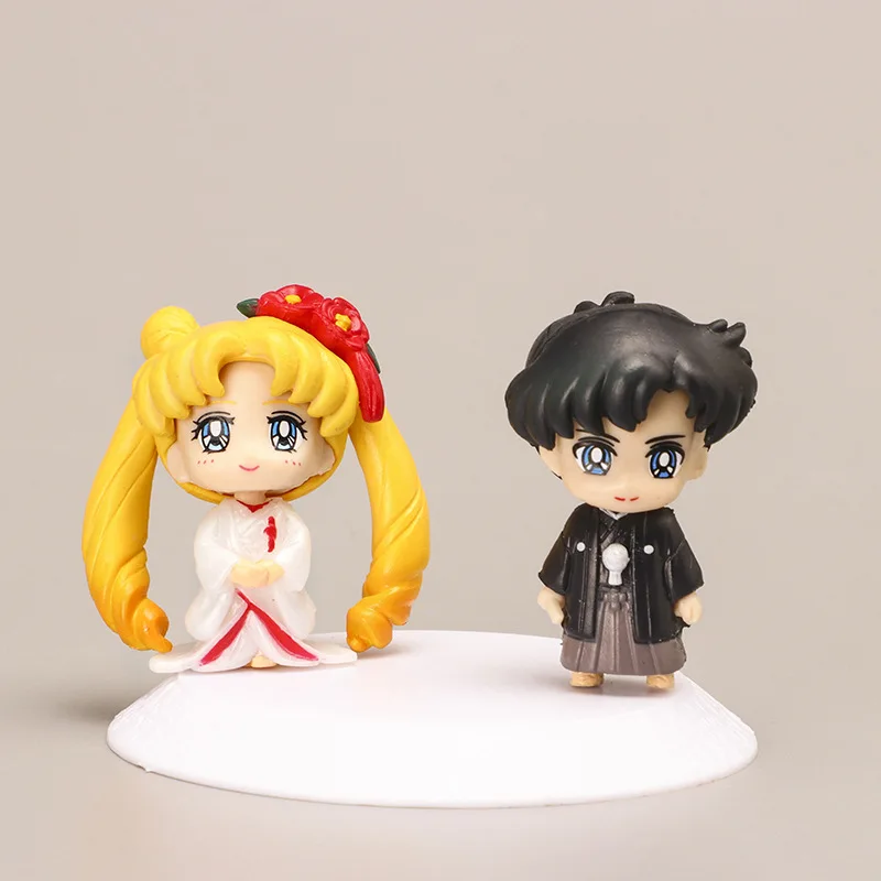 Cute Collection Model Toy Pretty Soldier Car Desk Widget Cartoon Sailor Moon Figurines Cosplay Anime Figure Kimono Wedding Dress