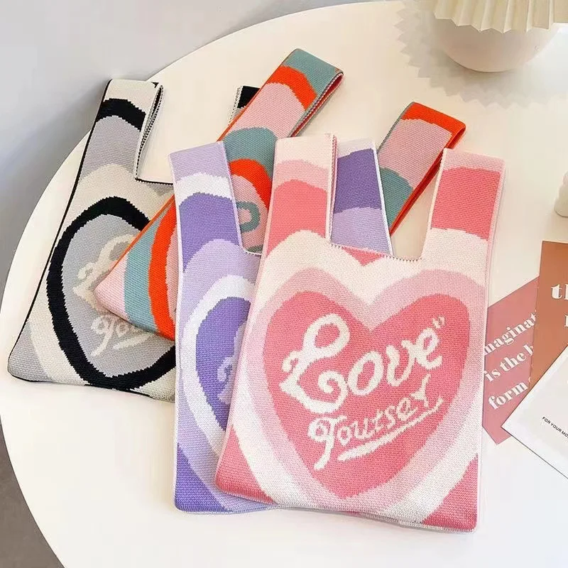 2024 Winter Hot Sale Crochet Purses Handbags Knitted Ladies Tote Shopping Bag For Women