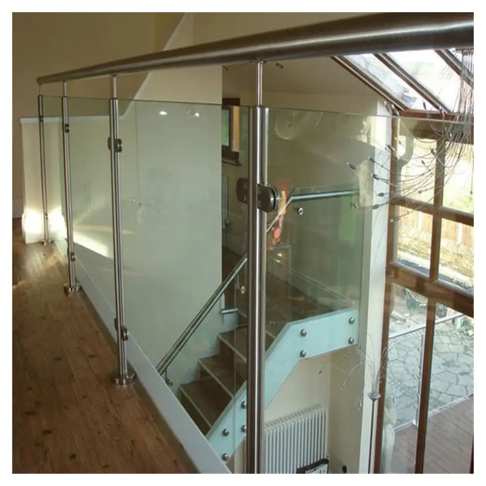 CBDMART Tinted Glass Balustrade Spigot Glass Railing Outdoor Stair Railing Balustrade