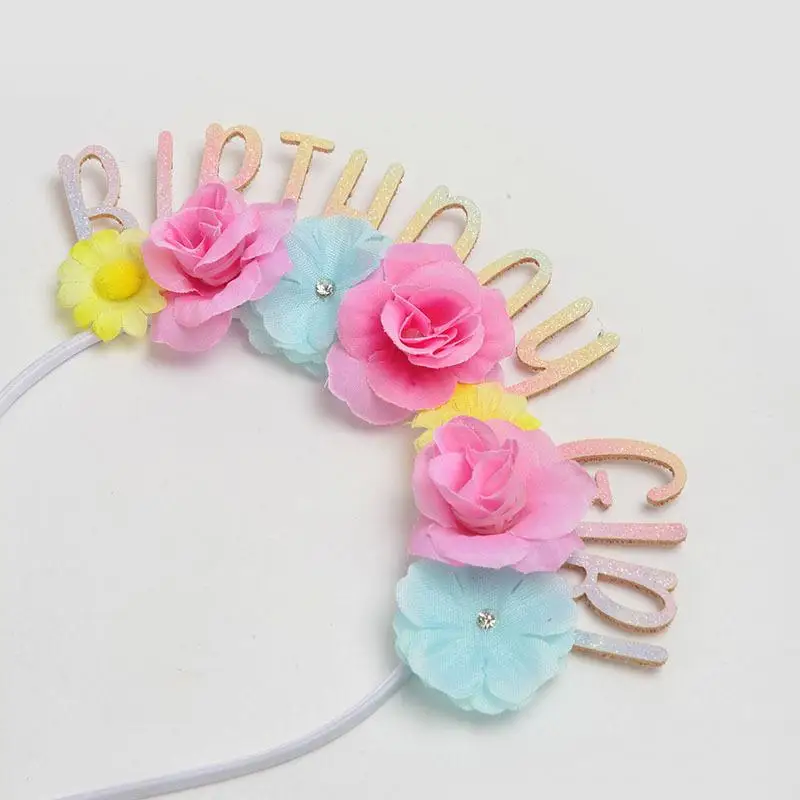 Creative Happy Birthday Letter Headband Children Cute Headband Party Hair Accessories Color Simulation Flower Led Easter 10 Pcs