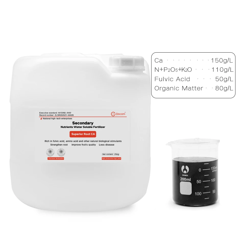 Oragnic Plant Source Black Liquid Humic Acid Fulvic Acid Chelated Calcium Ca Fertilizer NPK Fertilizer