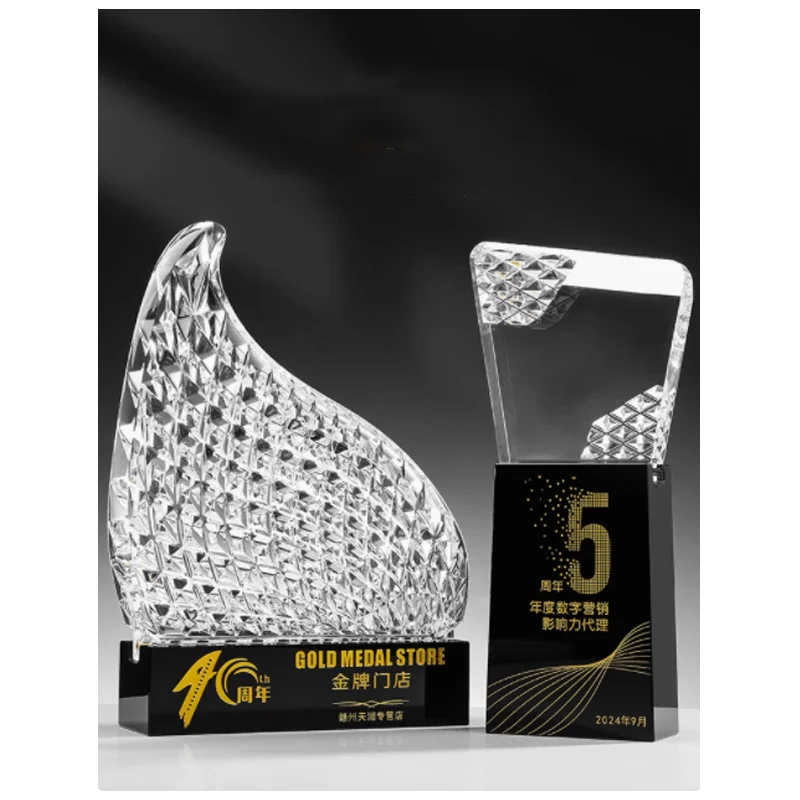 JY crystal crafts glass trophy award custom K9 business trophy awards Sports acrylic Trophies Awards with gift box