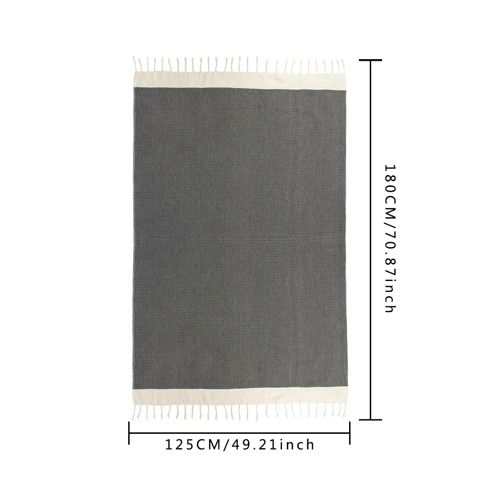 125_180CM Turkish cotton Blanket with Decorative tassels suitable for Home Bedroom Bed Sofa Picnic Travel Cover Blanket Kid