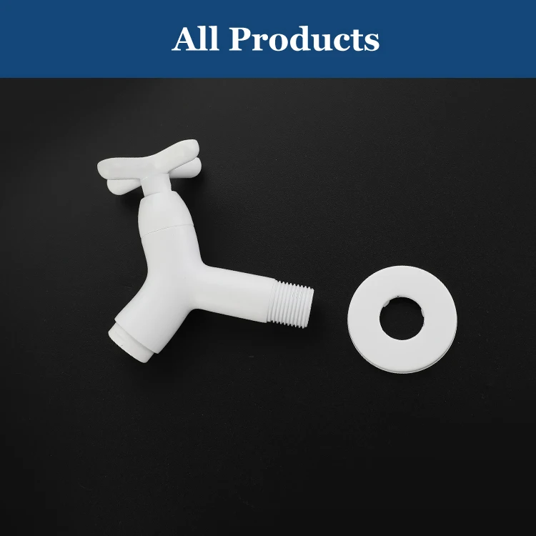 Hot Sales Brass White Wall Mounted Hand Washing Tap Mop Pool Tap Garden Outdoor Bathroom Single Cold Water Faucet In-Wall