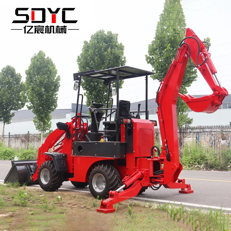 Экскаватор-погрузчик SDYC бестселлер колесный погрузчик 4 в 1 дизельный мини-экскаватор-погрузчик с закрытой кабиной