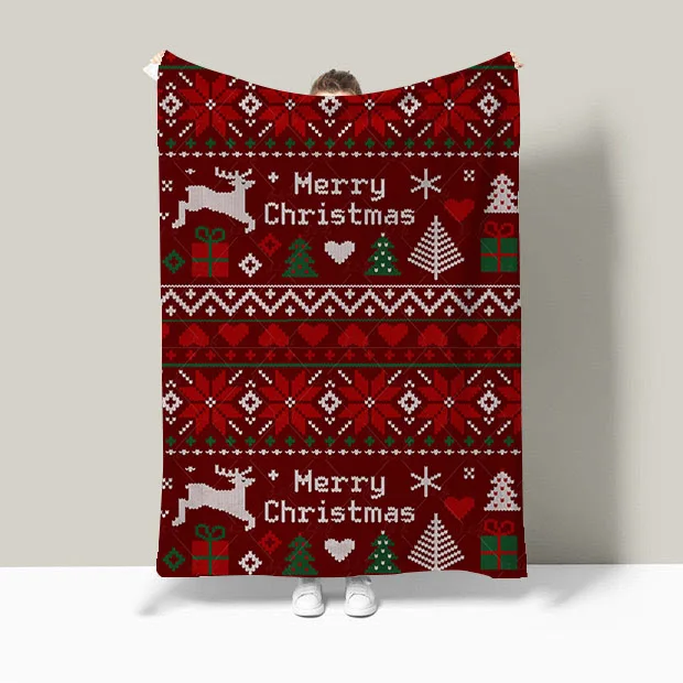 Hot Sale Custom Holiday Christmas Single Sided  Printed Flannel Blanket For Christmas In Winter