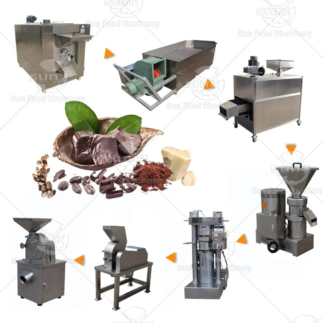 Wholesale natural cocoa powder milling equipment cocoa cake making machine cocoa bean processing line for chocolate plant
