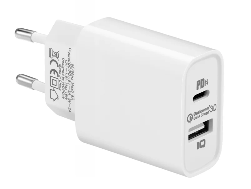 Зарядное устройство Wopow Q21 сетевое с 2 usb-портами и кабелем