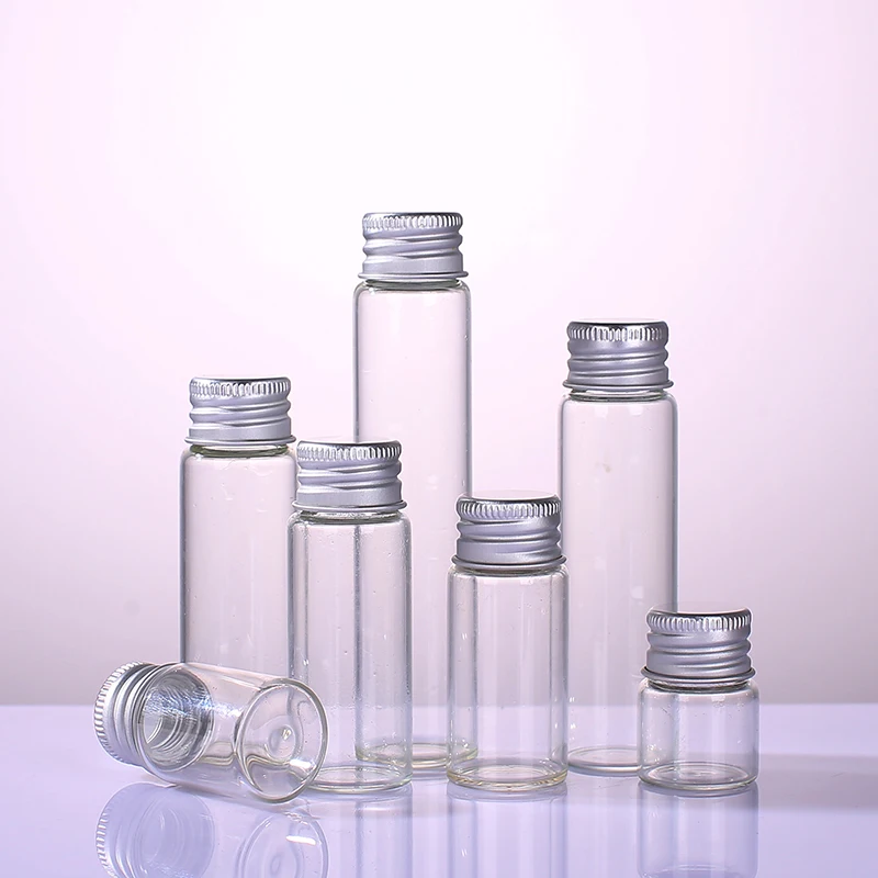 Hot Selling Empty Glass Packaging Tube Vial 5ml 7ml 10ml 12ml Clear Mini Glass Bottle With Aluminum Screw Cap