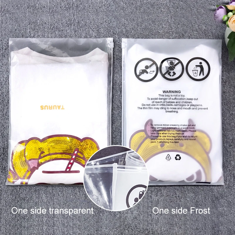 GRS binder frosted ziplock personalizadas clothing frost ziplock bag clothing pack white black frosted zipper bags for clothes