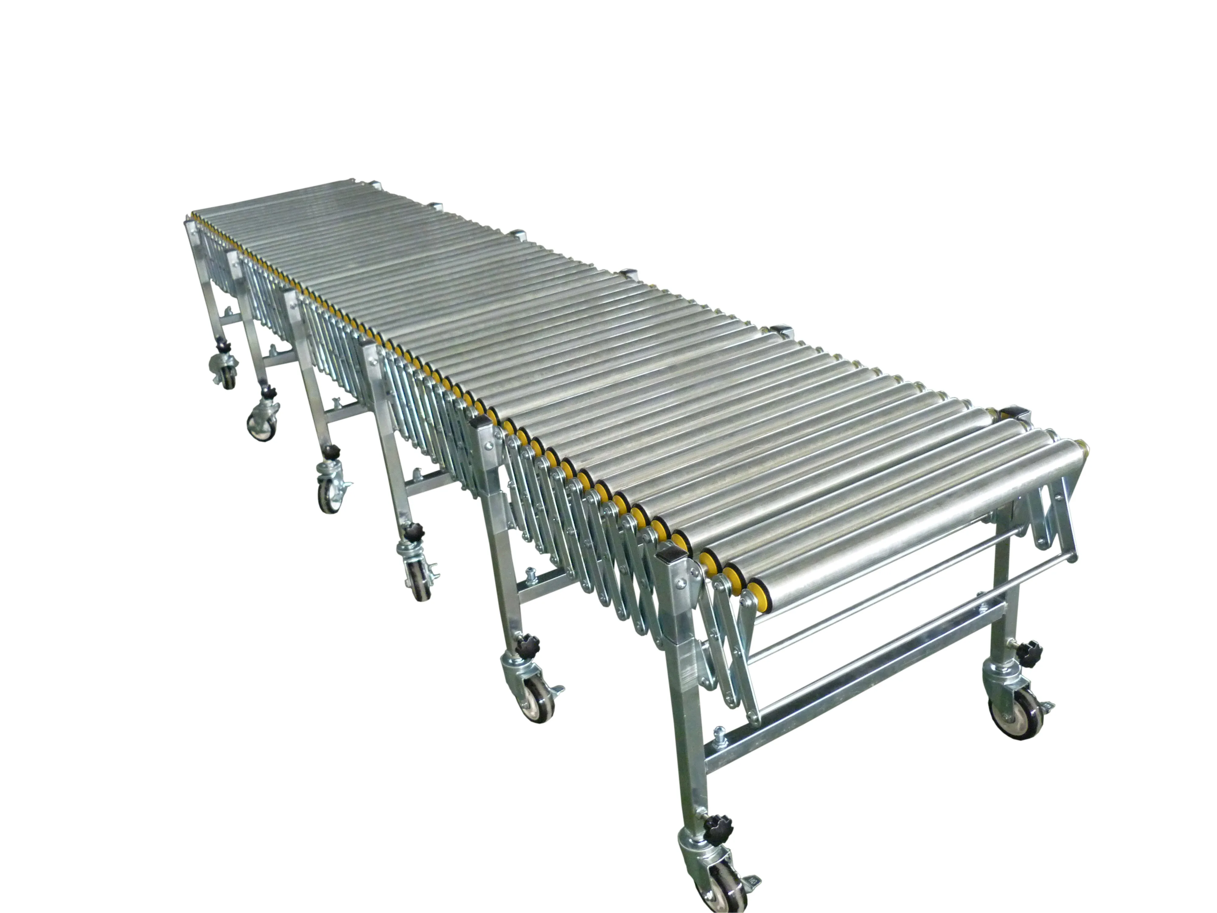 Flexible single PVC roller conveyor for conveying boxes