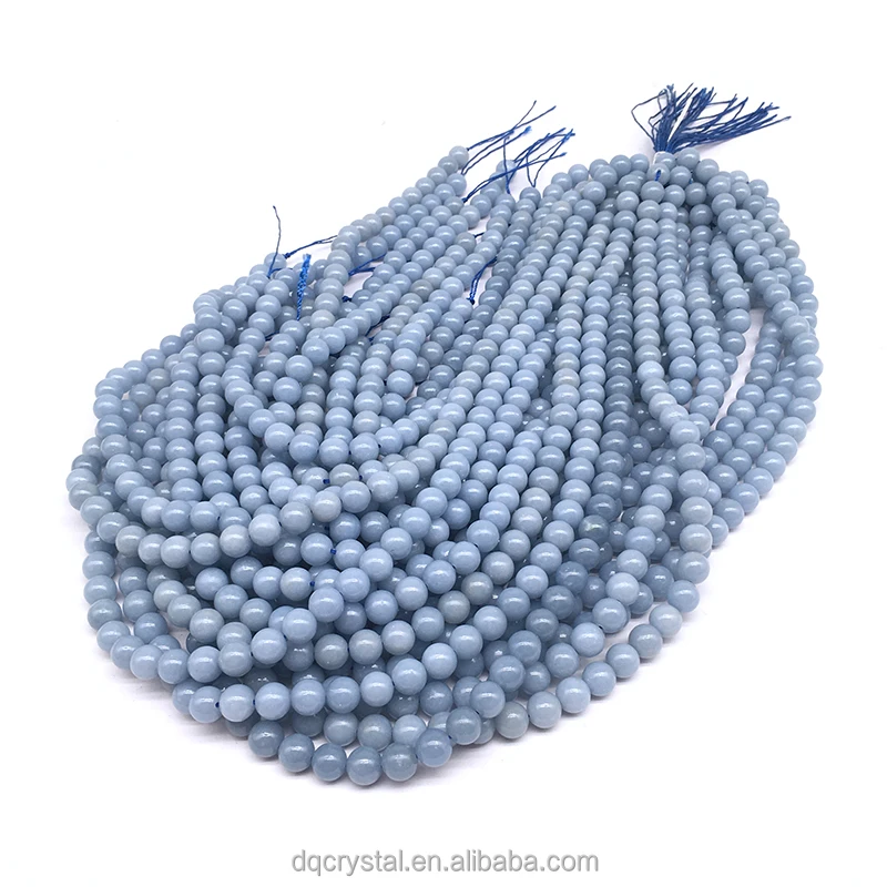 Crystal jewelry making angelite  bracelet supplies natural 8mm beads blue angelite stone feng shui bracelet for women gift