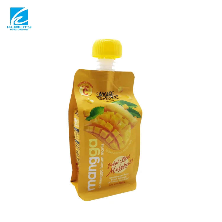 Popularity Spout Pouches Fruit Juice Bags Packaging Gravure Printing Beverage Spout Top Accept