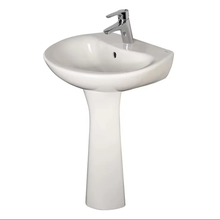 High Quality Sanitary Ware Hot Sale Style Elegant One Piece Pedestal White Ceramic sink Post Basin Accepts OEM