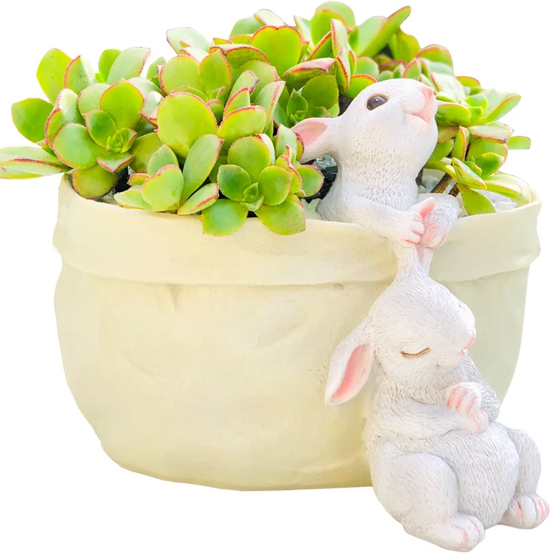Cute Creative Pocket Rabbit Animal Planter Animal Shape Plant Pots Living Room Decor Bunny Flower Pots Planters