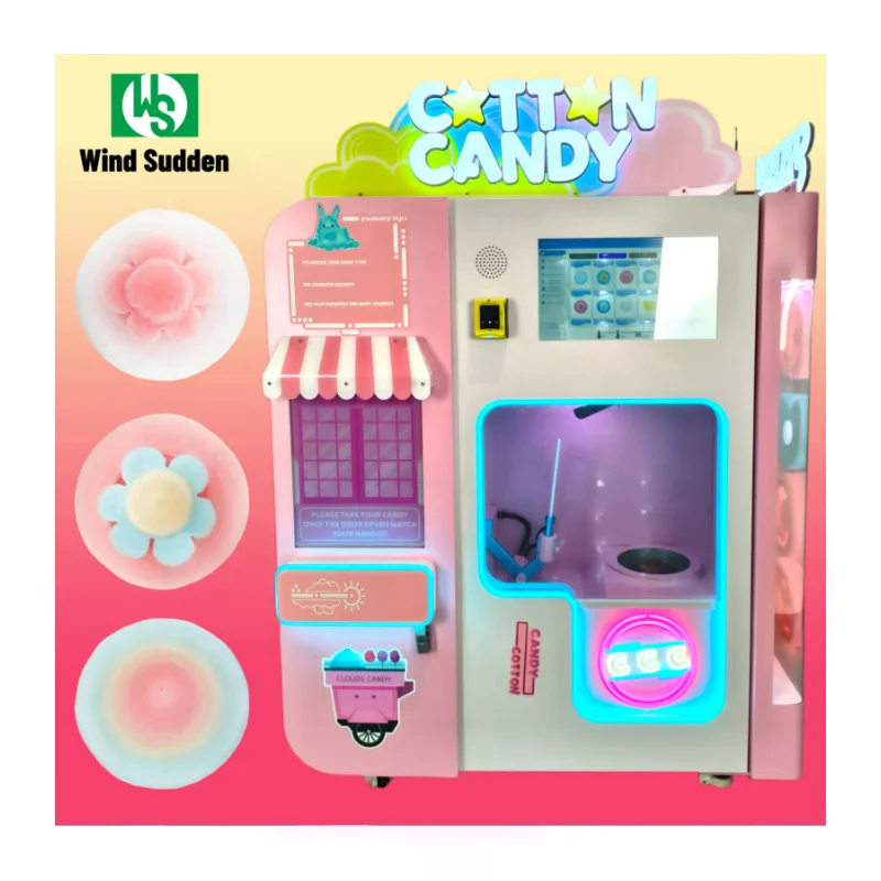Earn Money High Quality Wall Mounted Touch Screen Digital Air Cotton Candy Vendor Machine Control