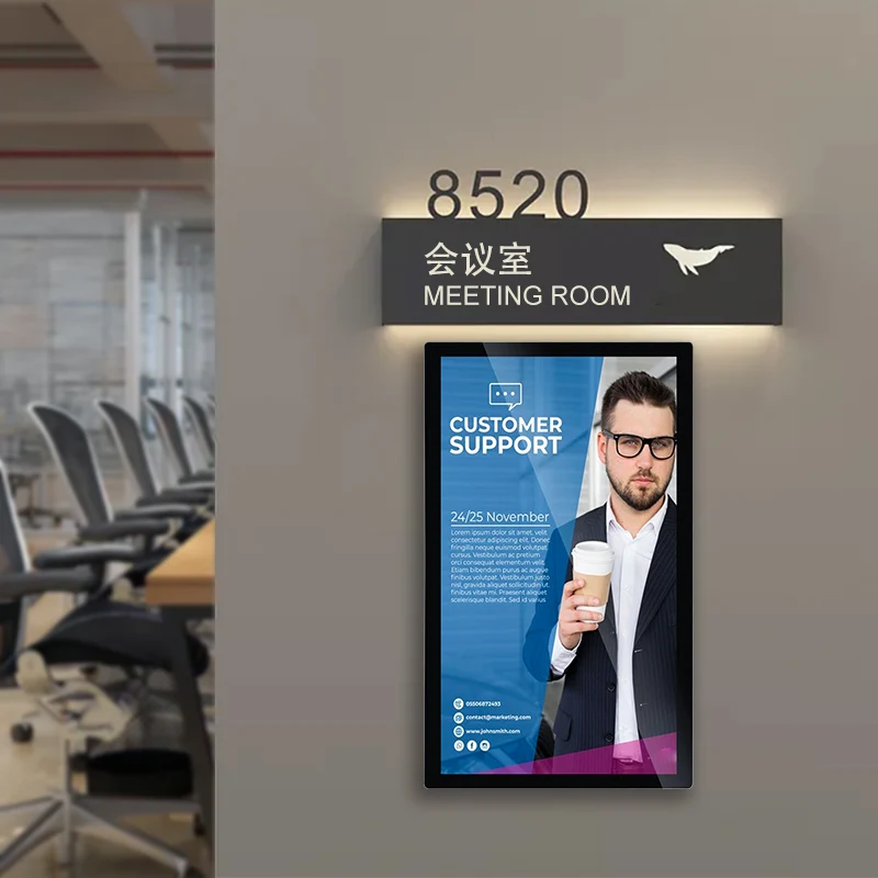 2022 Narrow Bezel 18.5 mm Smart Wall Mounted Advertising Signage for Elevator/Door/Shopping Mall/Grocery Store/Chain-store