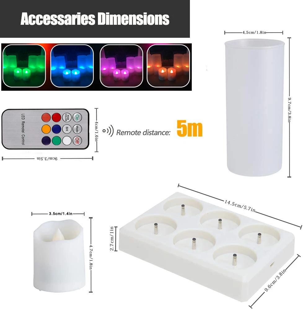 Pack 6 Rechargeable LED Tea Light Candles With Remote Control Rechargeable LED Candles Home Decor Parties Halloween Made Plastic