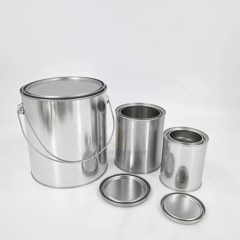 3.7kg Metal Paint Bucket Tin Pail With Handle And Lock Ring Lid