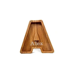 English Letters Wooden Money Storage Box Jar Creative English Alphabet Personalized Piggy Bank