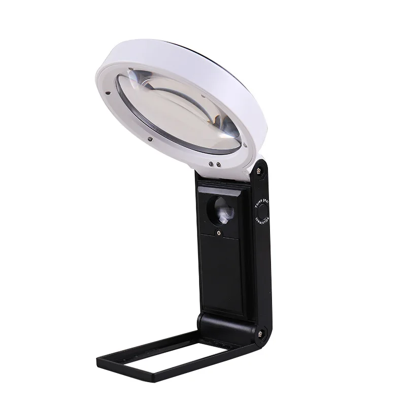 Reading HandHeld Jewelry Portable Foldable Lamp Line Tester Magnifier with LED UV Lights Scale