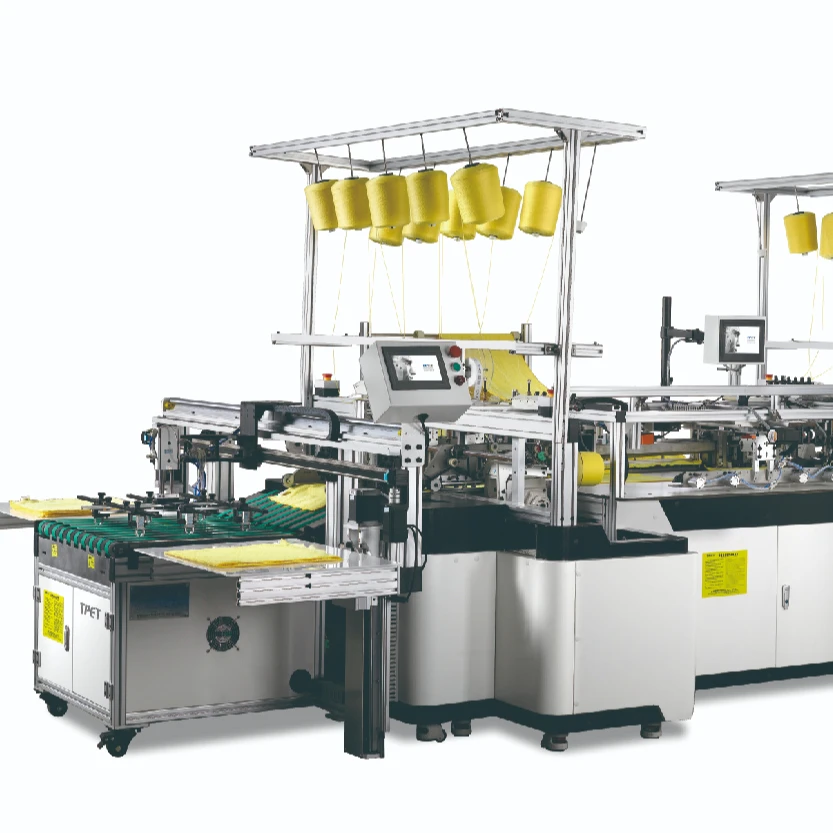 
Full Automatic Microfiber Towel Crossing Sewing Machine + Collecting device 