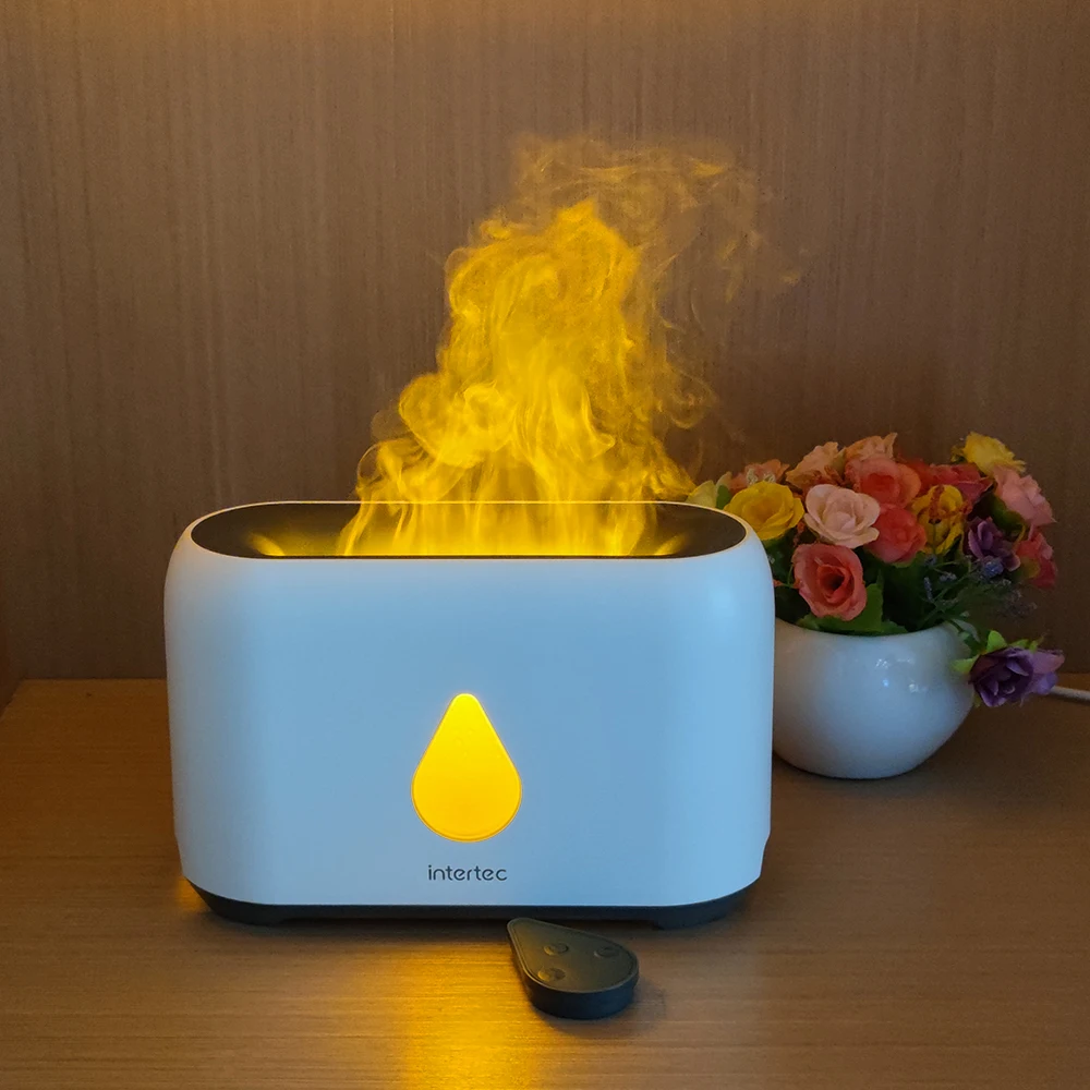 intertec OEM/ODM Desktop Ultrasonic Water Atomizing Essential Oil aroma humidifier Diffuser with 3D Flame