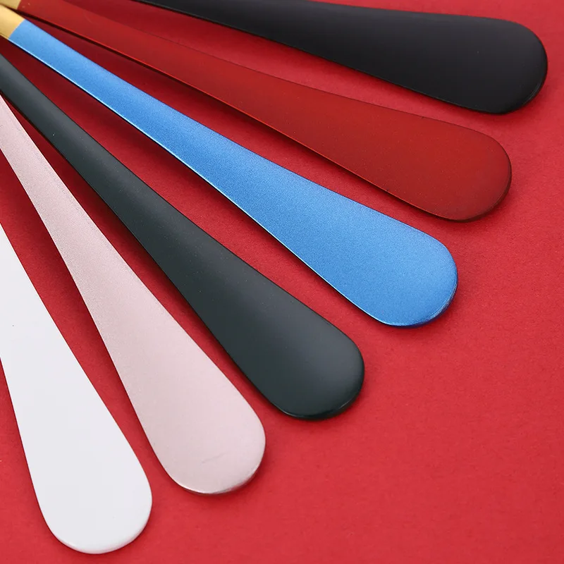 High Quality cheap colorful Korean style spoon stainless steel Round spoon