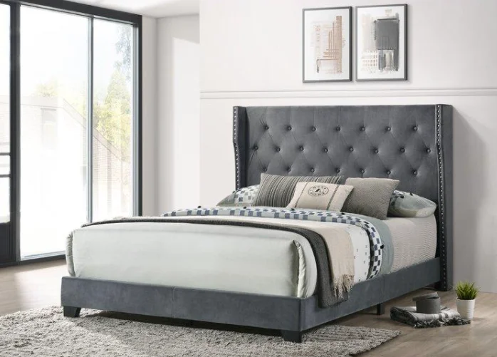 Up-holstered king queen size solid wooden Foldable bed frame bedroom furniture wholesale